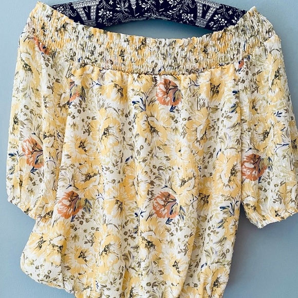 Joie Off the Shoulder Swiss Dot Top - Yellow Floral - Picture 9 of 9